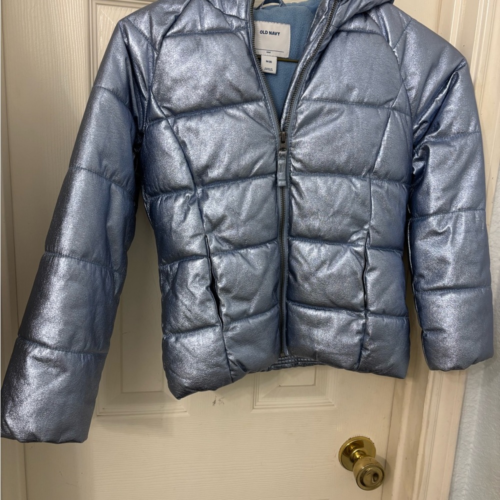 Old Navy Shiny Silver Puffer Jacket for Kids